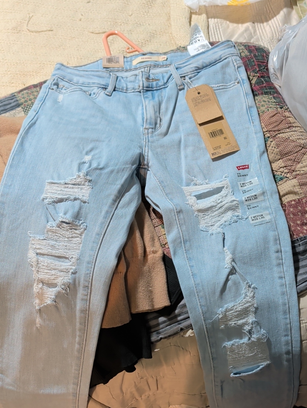 Levi's Women's Light Blue Distressed Skinny Jeans